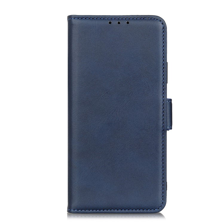 Sided Magnetic Clasp Design Drop-Proof Leather Case Wallet Stand Cover for Oppo A16/A16s/A54s - Blue