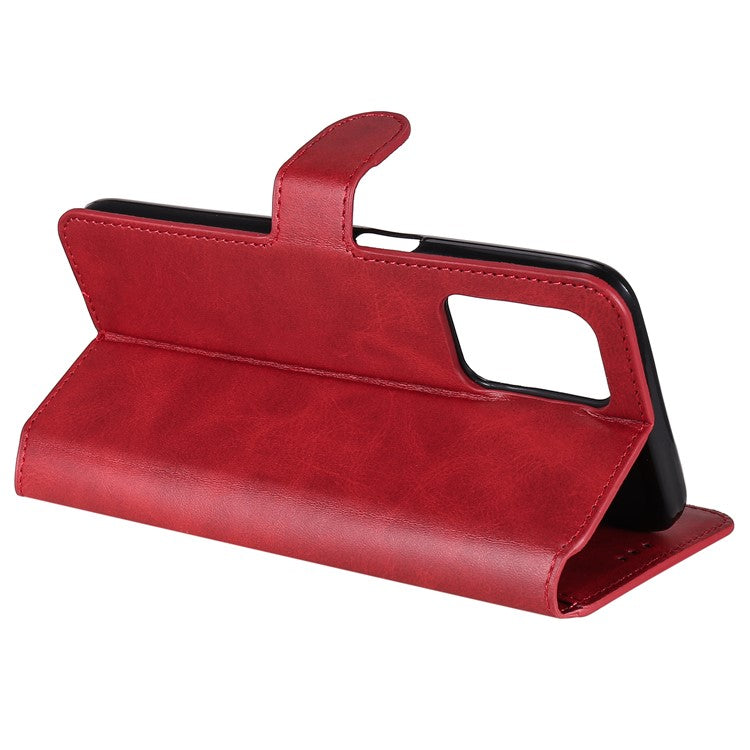 Wallet Stand Design Full Body Protection PU Leather Phone Case Cover for Realme 8 5G/V13 5G/Narzo 30 5G - Red
