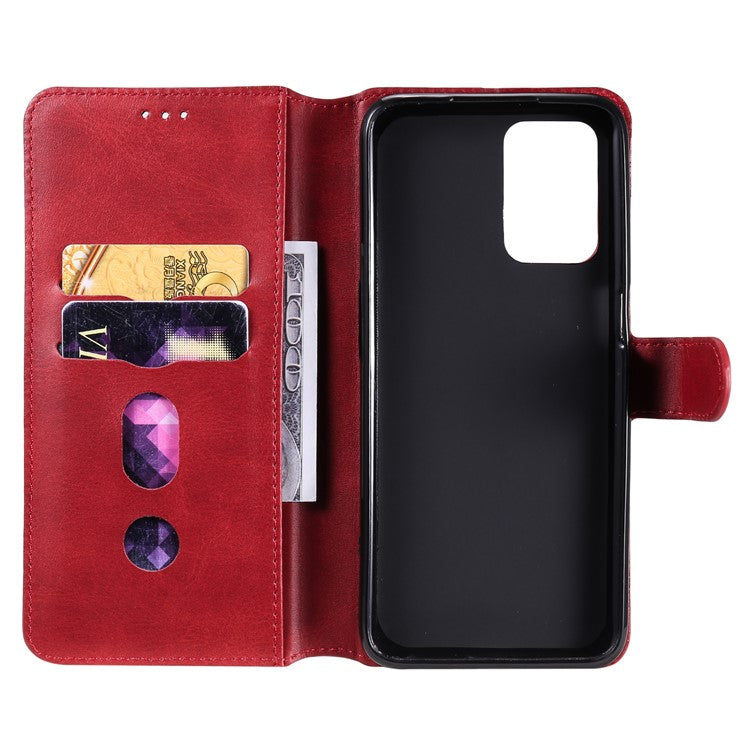 Wallet Stand Design Full Body Protection PU Leather Phone Case Cover for Realme 8 5G/V13 5G/Narzo 30 5G - Red