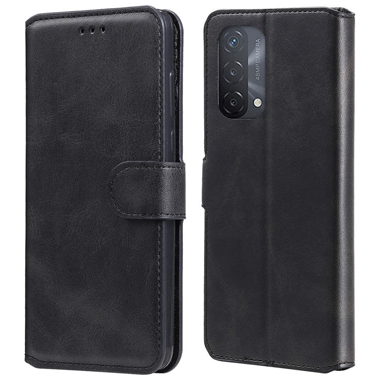 Fine Quality Wallet Stand Classic Style Flip Leather Phone Case for Oppo A93 5G/A74 5G/A54 5G - Black