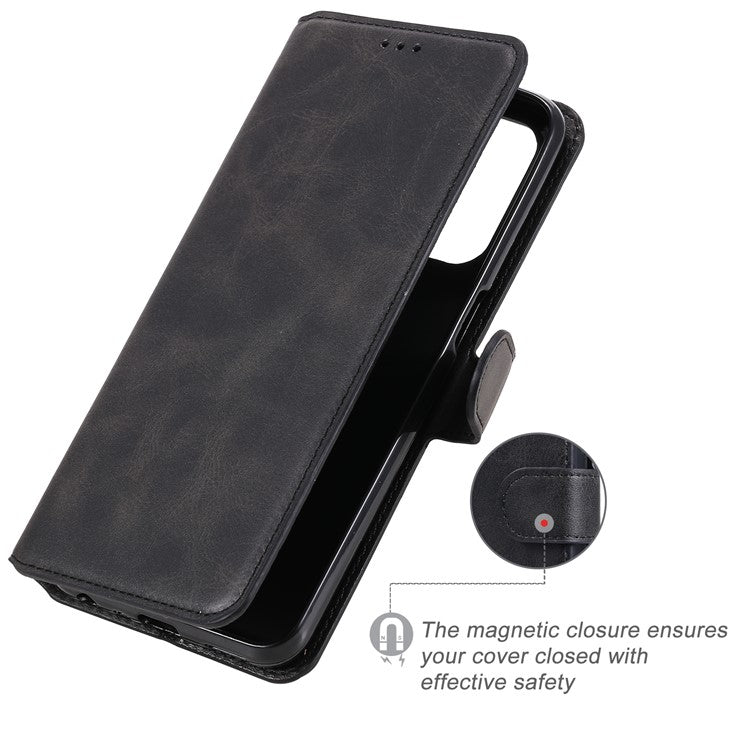 Fine Quality Wallet Stand Classic Style Flip Leather Phone Case for Oppo A93 5G/A74 5G/A54 5G - Black