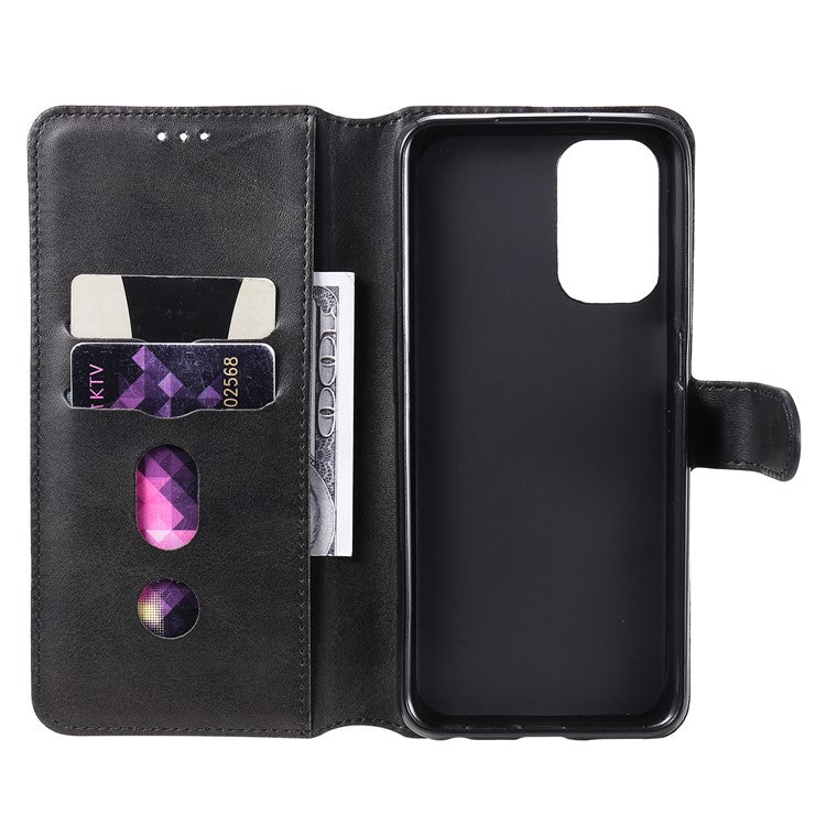 Fine Quality Wallet Stand Classic Style Flip Leather Phone Case for Oppo A93 5G/A74 5G/A54 5G - Black