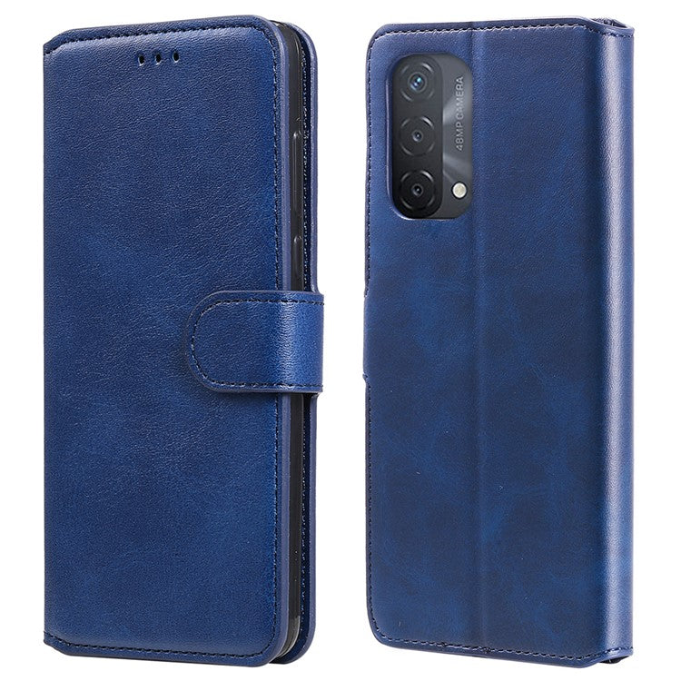 Fine Quality Wallet Stand Classic Style Flip Leather Phone Case for Oppo A93 5G/A74 5G/A54 5G - Blue