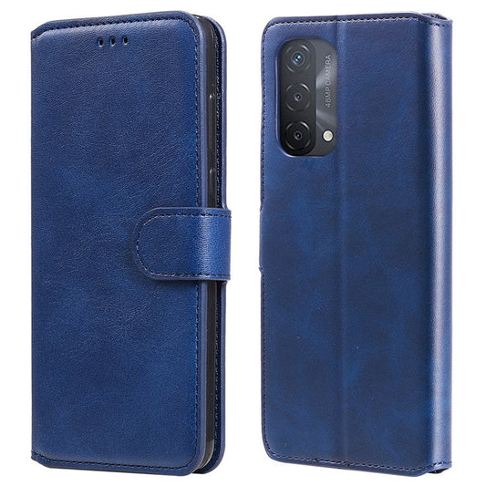 Fine Quality Wallet Stand Classic Style Flip Leather Phone Case for Oppo A93 5G/A74 5G/A54 5G - Blue