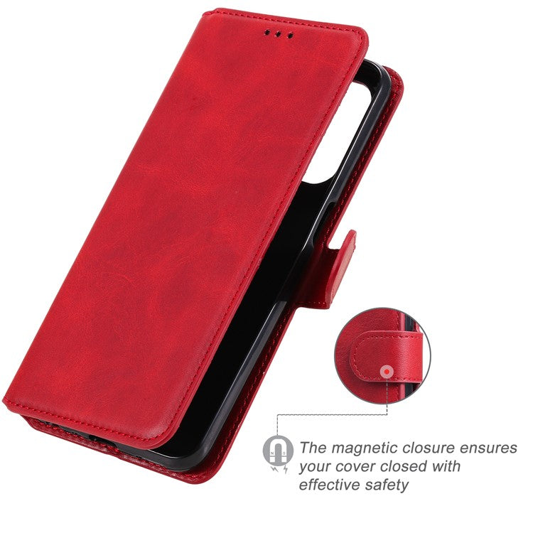 Fine Quality Wallet Stand Classic Style Flip Leather Phone Case for Oppo A93 5G/A74 5G/A54 5G - Red