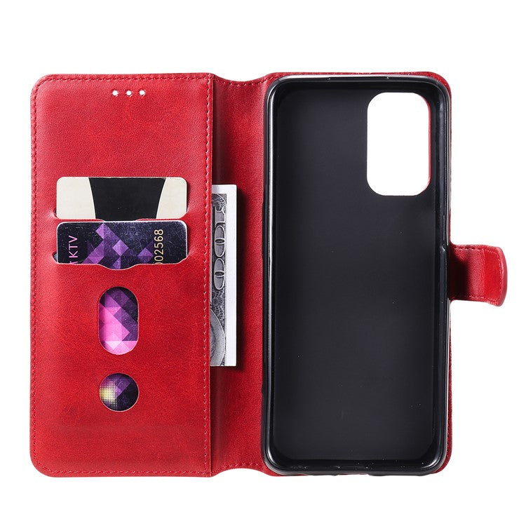 Fine Quality Wallet Stand Classic Style Flip Leather Phone Case for Oppo A93 5G/A74 5G/A54 5G - Red