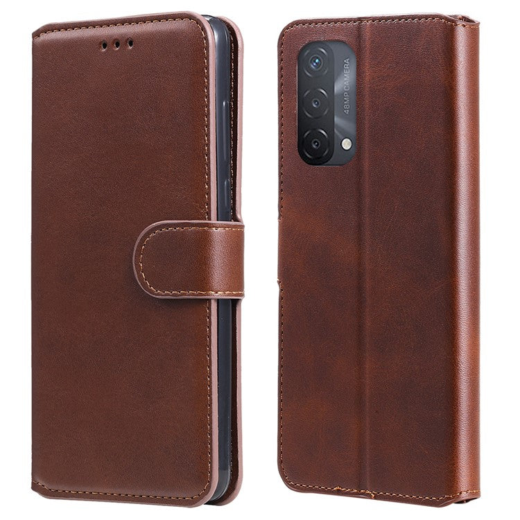 Fine Quality Wallet Stand Classic Style Flip Leather Phone Case for Oppo A93 5G/A74 5G/A54 5G - Brown