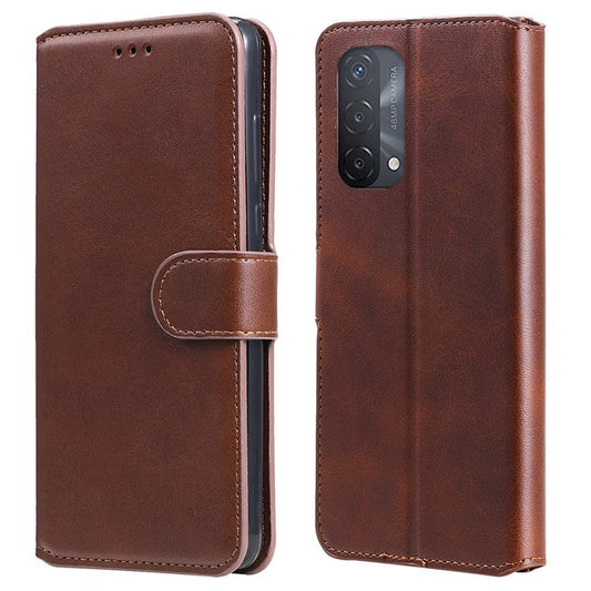 Fine Quality Wallet Stand Classic Style Flip Leather Phone Case for Oppo A93 5G/A74 5G/A54 5G - Brown