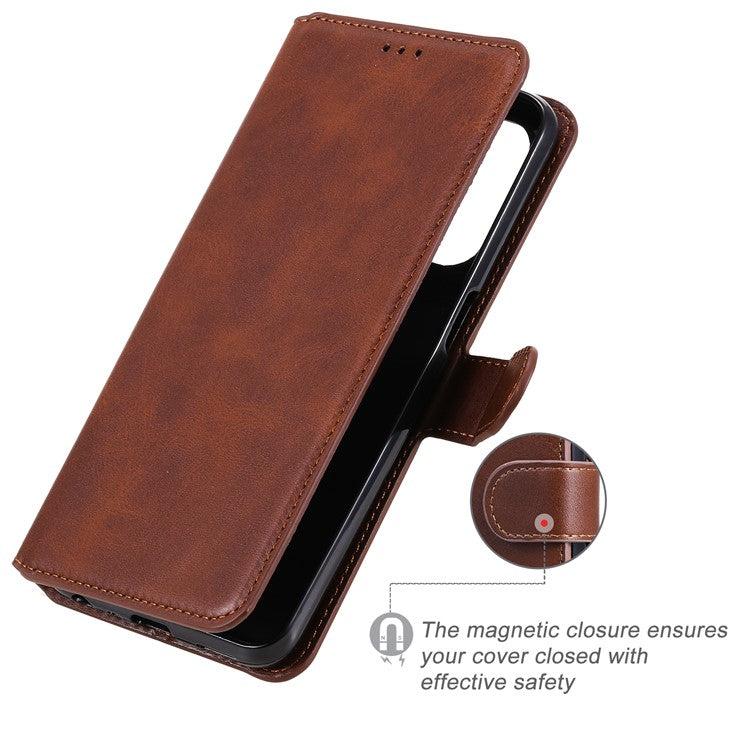Fine Quality Wallet Stand Classic Style Flip Leather Phone Case for Oppo A93 5G/A74 5G/A54 5G - Brown
