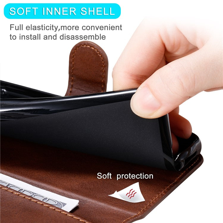 Fine Quality Wallet Stand Classic Style Flip Leather Phone Case for Oppo A93 5G/A74 5G/A54 5G - Brown