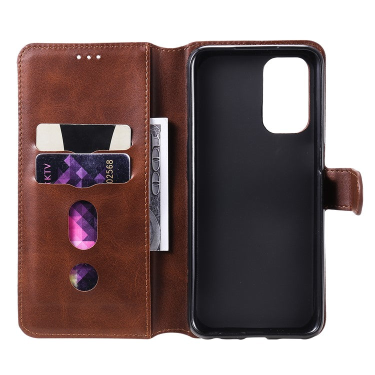 Fine Quality Wallet Stand Classic Style Flip Leather Phone Case for Oppo A93 5G/A74 5G/A54 5G - Brown