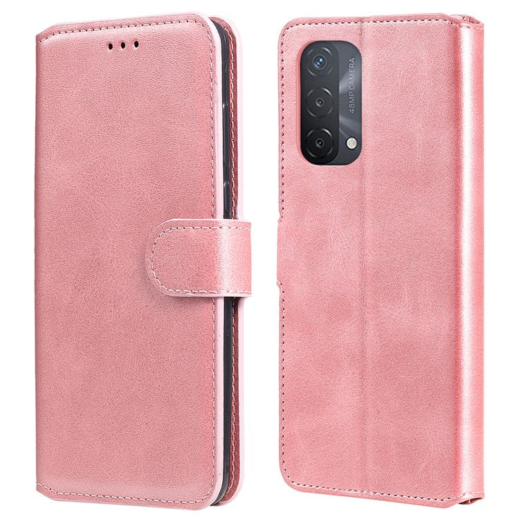 Fine Quality Wallet Stand Classic Style Flip Leather Phone Case for Oppo A93 5G/A74 5G/A54 5G - Rose Gold