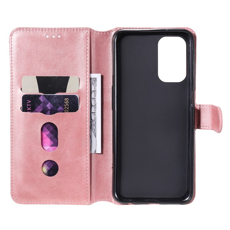 Fine Quality Wallet Stand Classic Style Flip Leather Phone Case for Oppo A93 5G/A74 5G/A54 5G - Rose Gold
