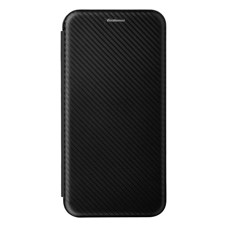 Magnetic Carbon Fiber Texture Design PU Leather Case with Card Slots and Ring Strap for Oppo A16/A16s/A54s - Black