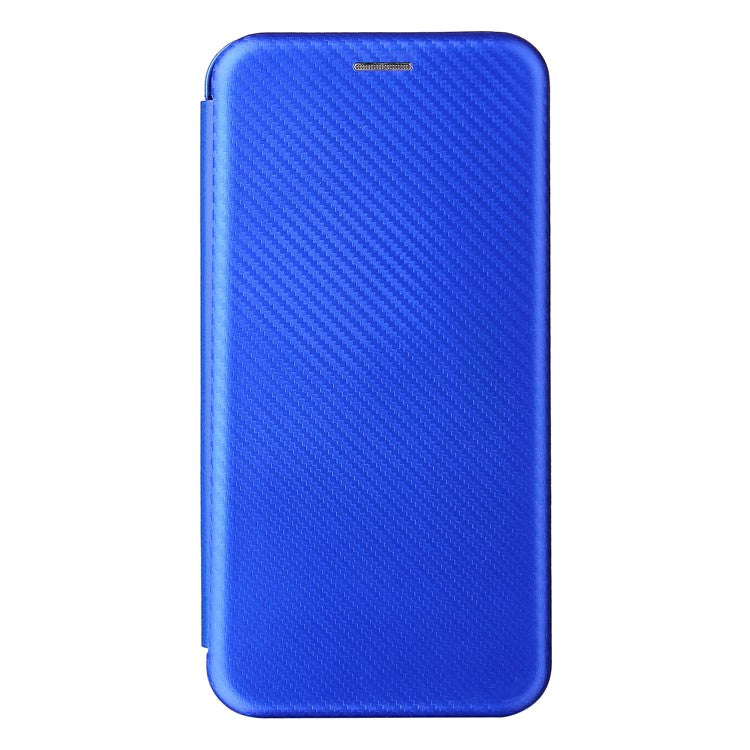 Magnetic Carbon Fiber Texture Design PU Leather Case with Card Slots and Ring Strap for Oppo A16/A16s/A54s - Blue