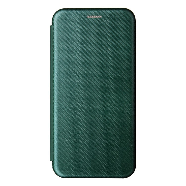 Magnetic Carbon Fiber Texture Design PU Leather Case with Card Slots and Ring Strap for Oppo A16/A16s/A54s - Green