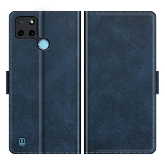 Well-protected Folio Flip Magnetic Clasp Closure Leather Case with Stand for Realme C21Y - Blue