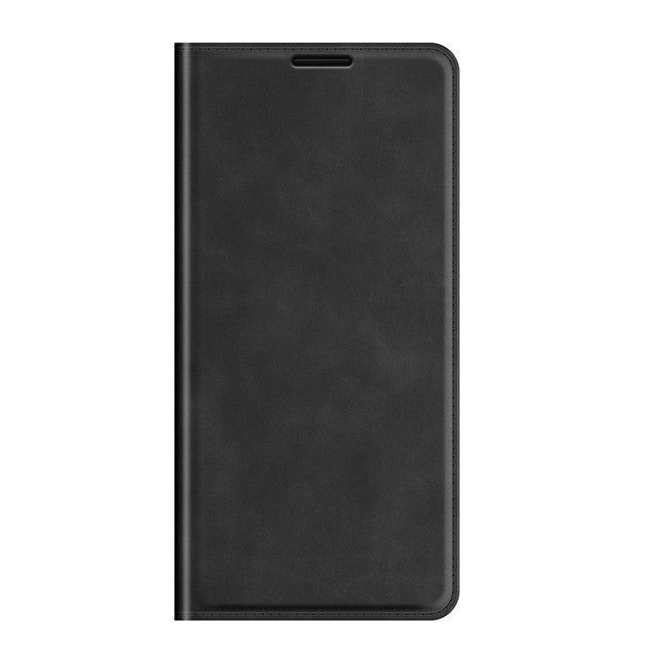 Auto-absorbed Skin-touch Feel Wallet Design Leather Cover Stand Case for Realme C21Y - Black