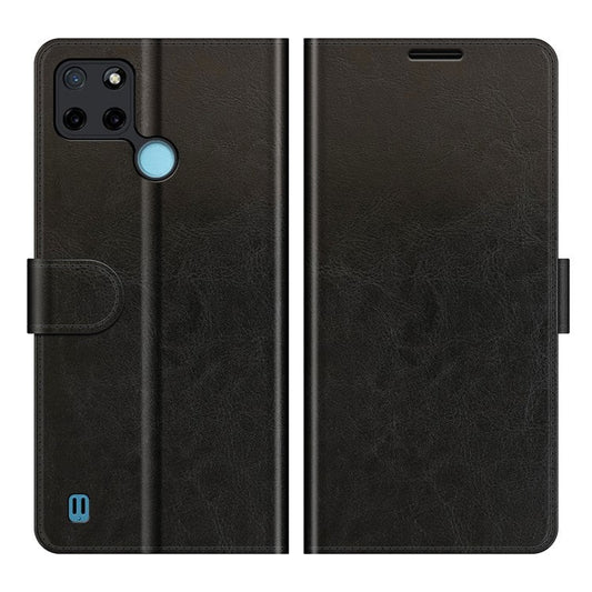 Crazy Horse Texture Folio Flip Leather Wallet Protective Case for Realme C21Y - Black