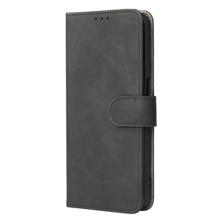 Skin-Touch PU Leather Flip Folio Stand Magnetic Suction Strong Closure Wallet Phone Case for Oppo A16 / A53s 5G / A55 5G - Black