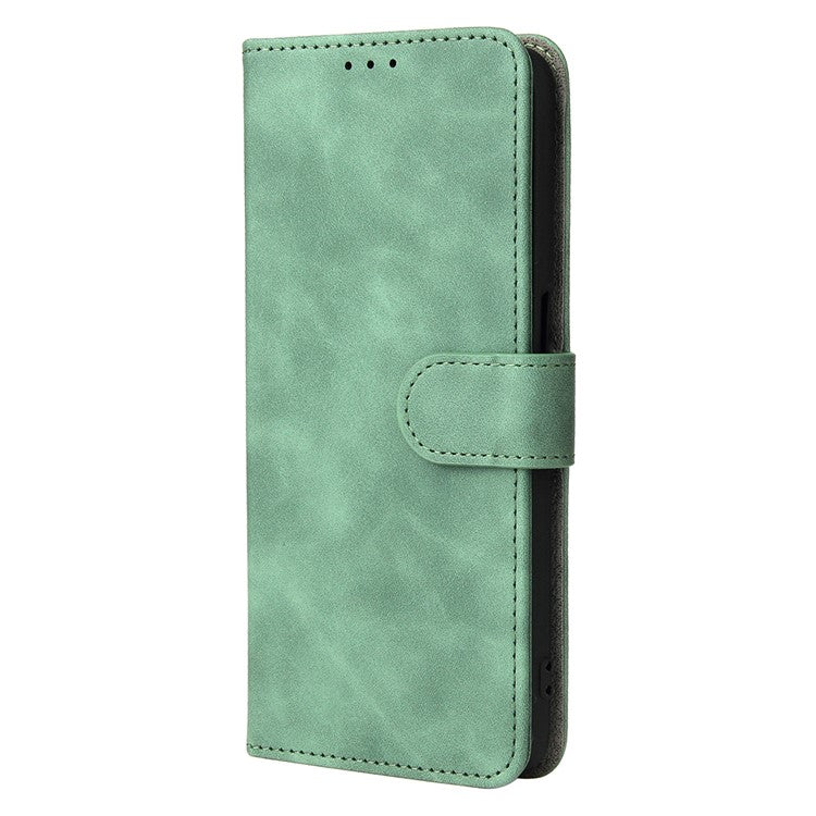Skin-Touch PU Leather Flip Folio Stand Magnetic Suction Strong Closure Wallet Phone Case for Oppo A16 / A53s 5G / A55 5G - Green