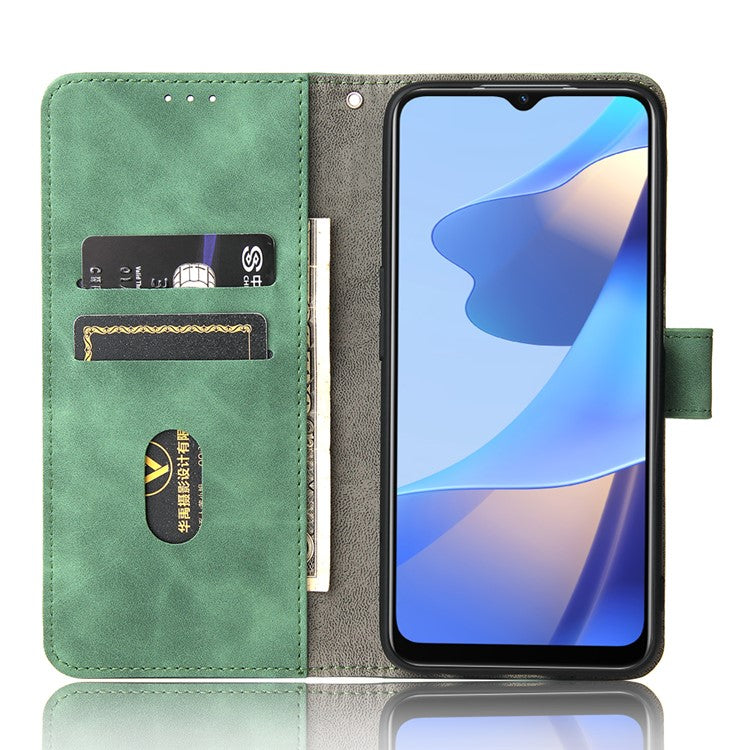 Skin-Touch PU Leather Flip Folio Stand Magnetic Suction Strong Closure Wallet Phone Case for Oppo A16 / A53s 5G / A55 5G - Green