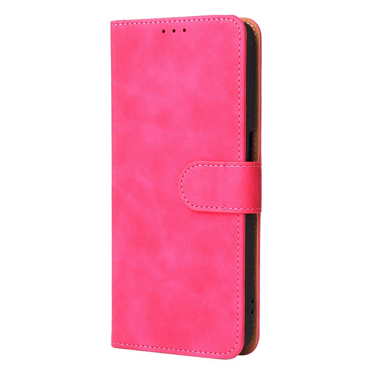 Skin-Touch PU Leather Flip Folio Stand Magnetic Suction Strong Closure Wallet Phone Case for Oppo A16 / A53s 5G / A55 5G - Rose