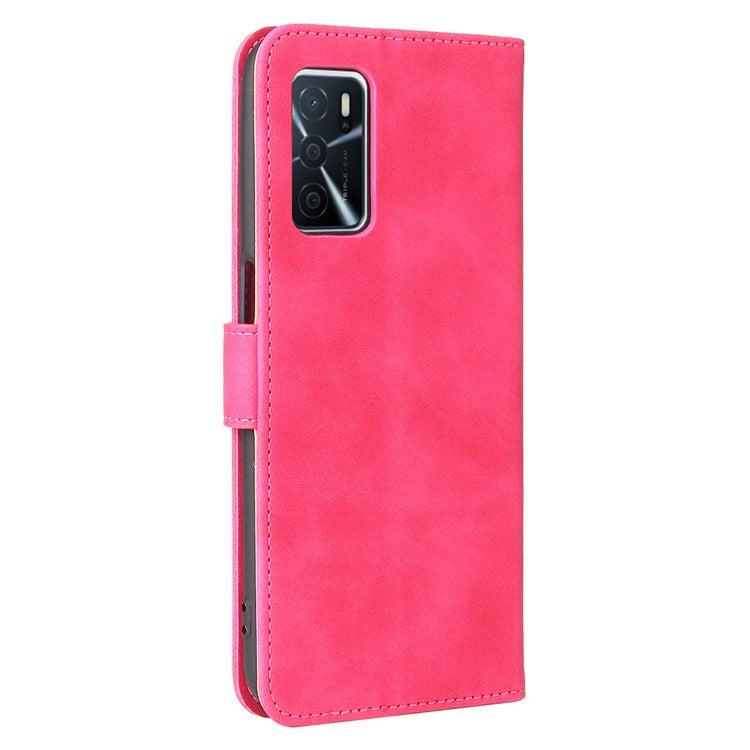 Skin-Touch PU Leather Flip Folio Stand Magnetic Suction Strong Closure Wallet Phone Case for Oppo A16 / A53s 5G / A55 5G - Rose