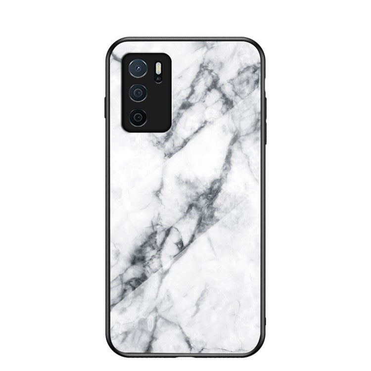 Marble Stylish Design Tempered Glass Anti-Scratch Shockproof Cover for Oppo A16/A16s/A54s - White Marble
