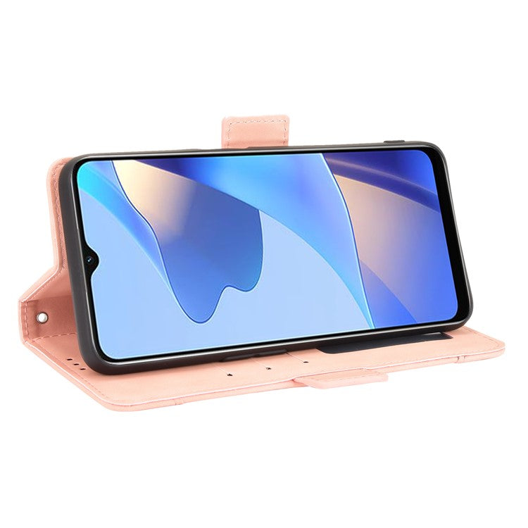 Wallet Design Phone Cover Stand Case with Multiple Card Slots for Oppo A16/A16s/A54s - Pink
