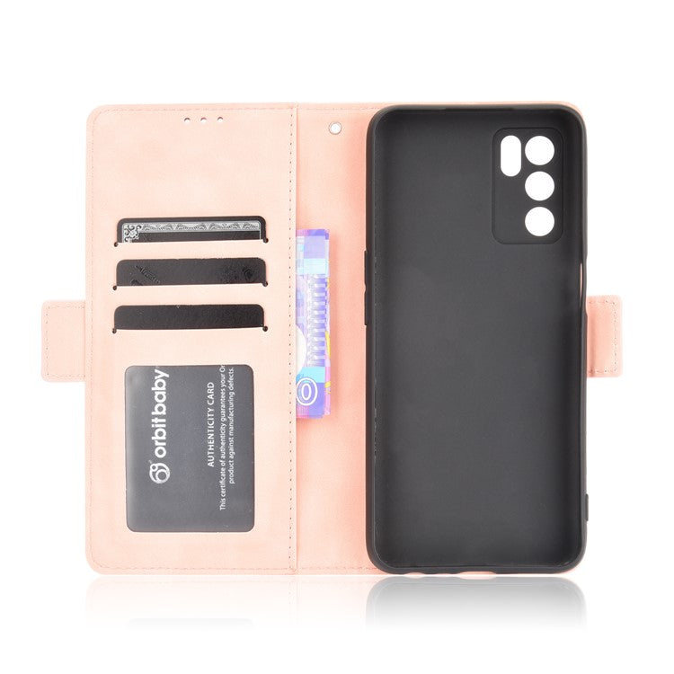 Wallet Design Phone Cover Stand Case with Multiple Card Slots for Oppo A16/A16s/A54s - Pink
