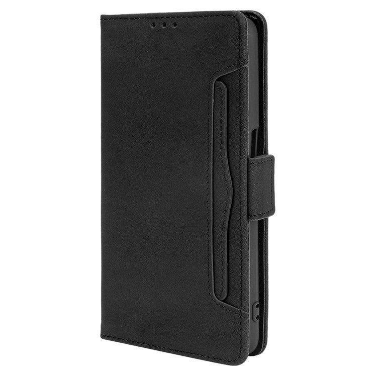 Wallet Design Phone Cover Stand Case with Multiple Card Slots for Oppo A16/A16s/A54s - Black