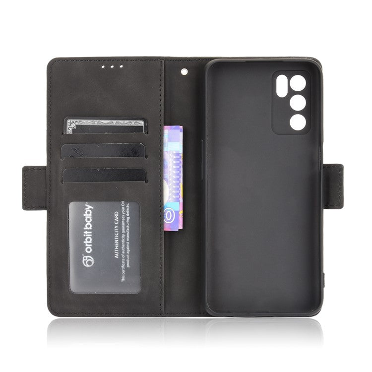 Wallet Design Phone Cover Stand Case with Multiple Card Slots for Oppo A16/A16s/A54s - Black