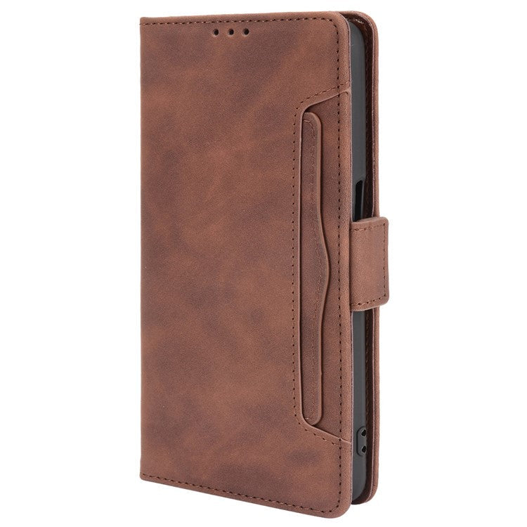 Wallet Design Phone Cover Stand Case with Multiple Card Slots for Oppo A16/A16s/A54s - Brown