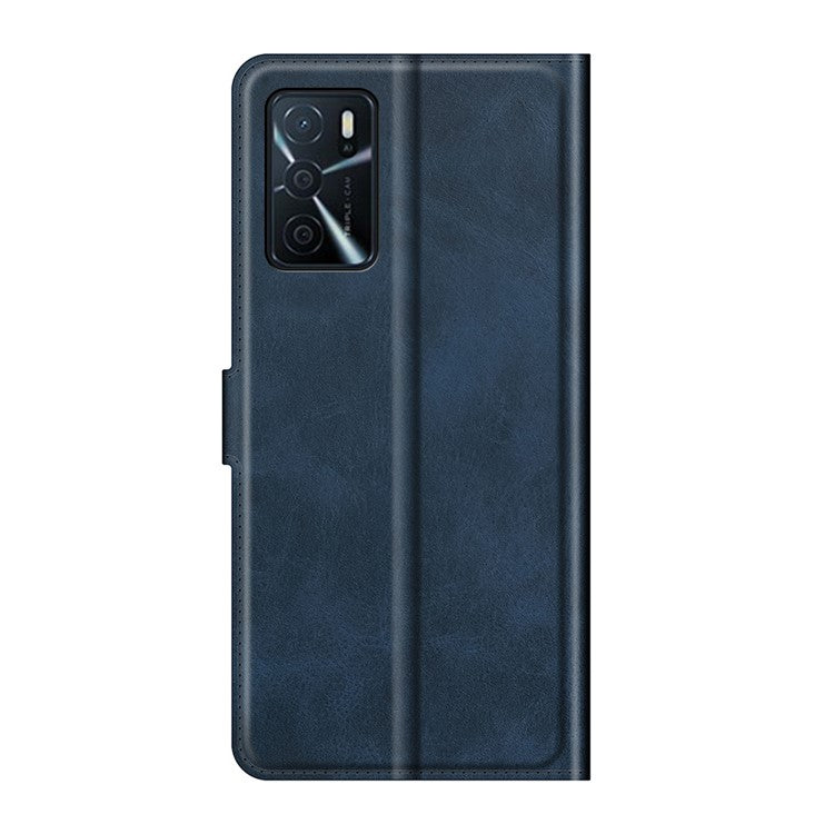 Shockproof Stand PU Leather Wallet Flip Protective Cover with Magnetic Closure for Oppo A16/A16s/A54s - Blue