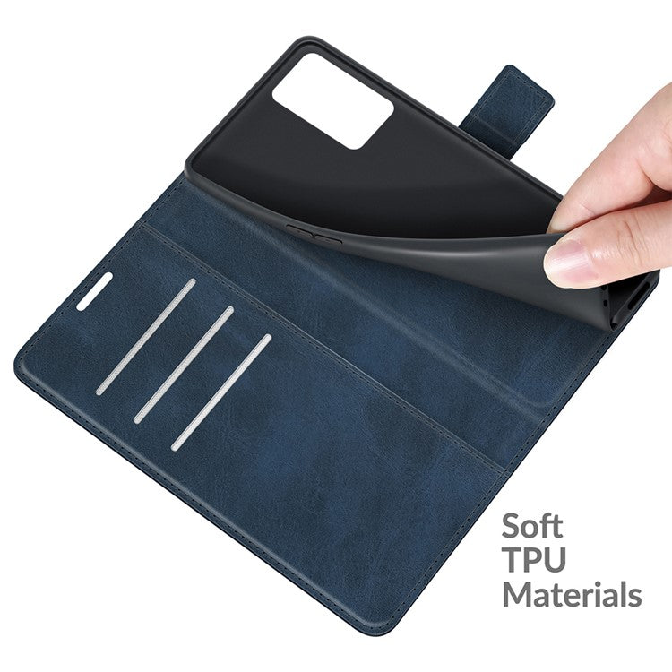 Shockproof Stand PU Leather Wallet Flip Protective Cover with Magnetic Closure for Oppo A16/A16s/A54s - Blue