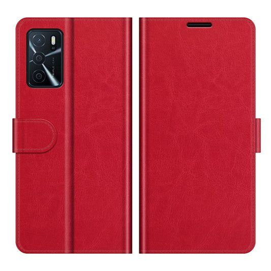 PU Leather Crazy Horse Texture Stand Wallet Design Magnetic Closure Phone Cover for Oppo A16/A16s/A54s - Red