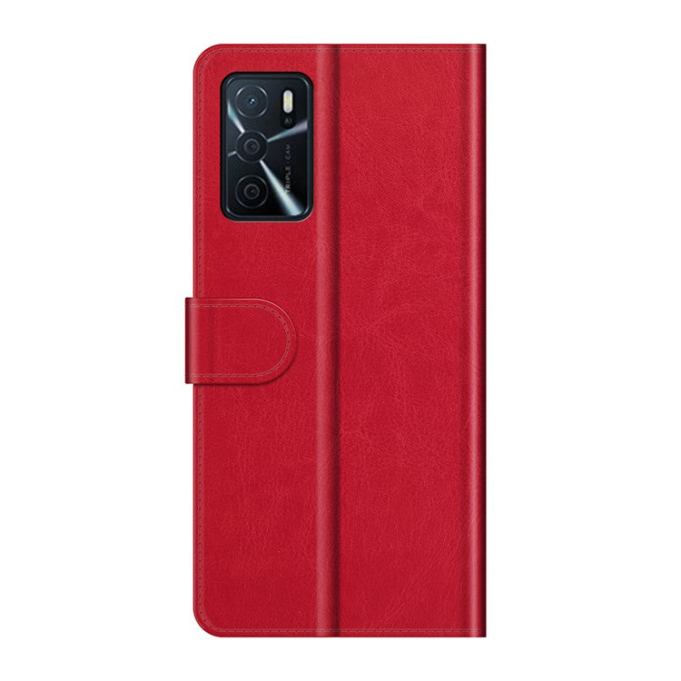 PU Leather Crazy Horse Texture Stand Wallet Design Magnetic Closure Phone Cover for Oppo A16/A16s/A54s - Red