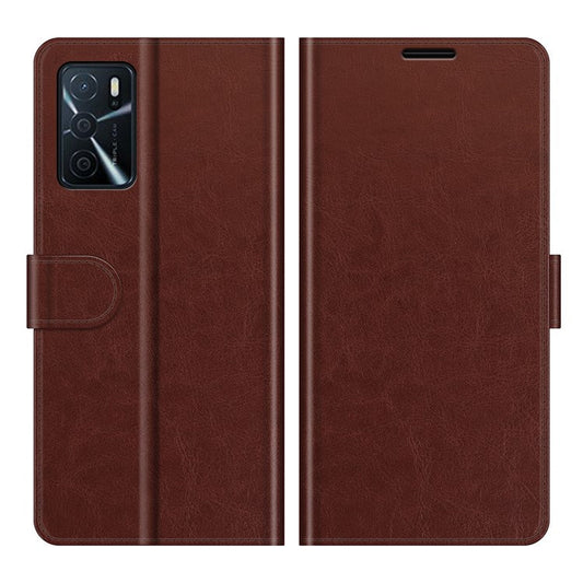 PU Leather Crazy Horse Texture Stand Wallet Design Magnetic Closure Phone Cover for Oppo A16/A16s/A54s - Brown