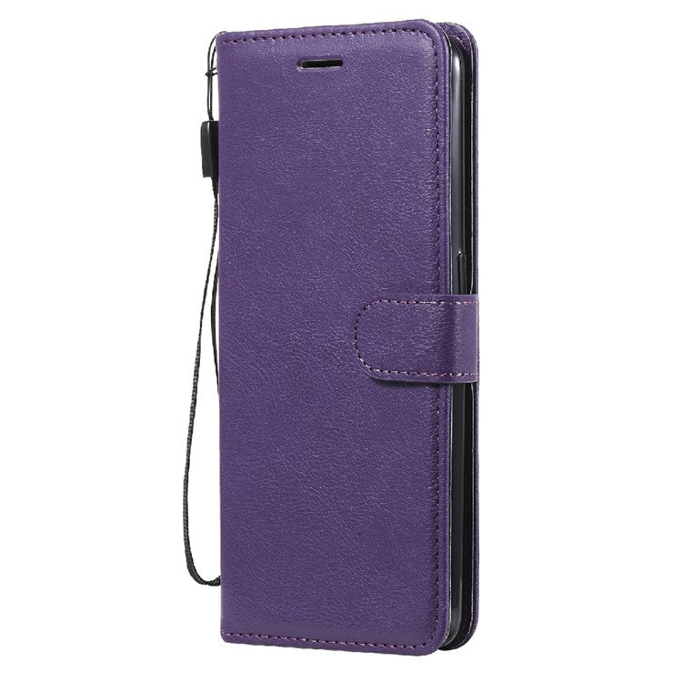 KT Leather Series-2 Wallet Design Anti-Scratch Leather Stand Phone Casing with Handy Strap for Oppo A94 5G/F19 Pro+ 5G/A95 5G/Reno5 Z 5G - Purple