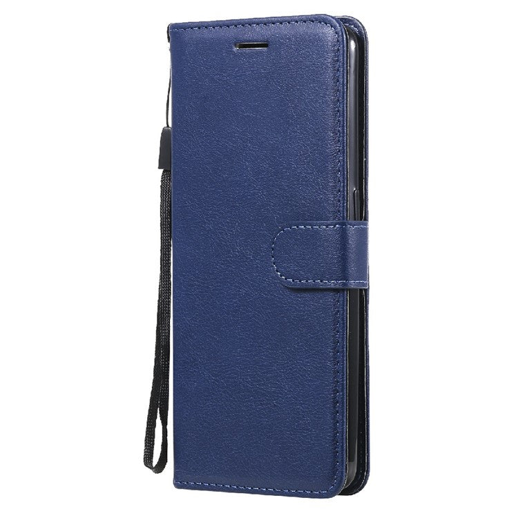 KT Leather Series-2 Wallet Design Anti-Scratch Leather Stand Phone Casing with Handy Strap for Oppo A94 5G/F19 Pro+ 5G/A95 5G/Reno5 Z 5G - Blue