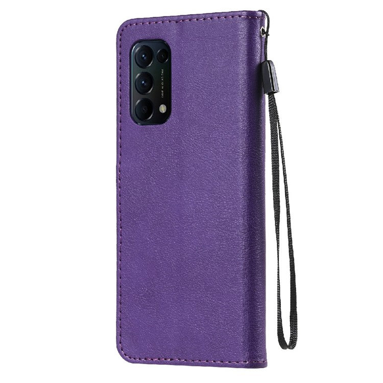 Shock-Absorbed KT Leather Series-2 Wallet Design Leather Stand Phone Casing with Handy Strap for Oppo Reno5 4G/Reno5 5G/Reno5 K/Find X3 Lite - Purple