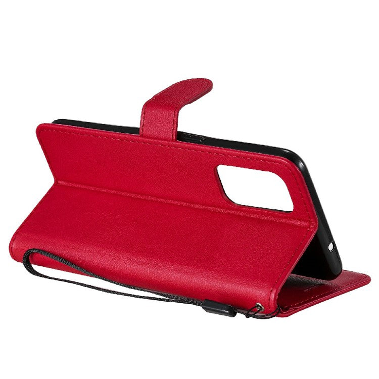 Shock-Absorbed KT Leather Series-2 Wallet Design Leather Stand Phone Casing with Handy Strap for Oppo Reno5 4G/Reno5 5G/Reno5 K/Find X3 Lite - Red