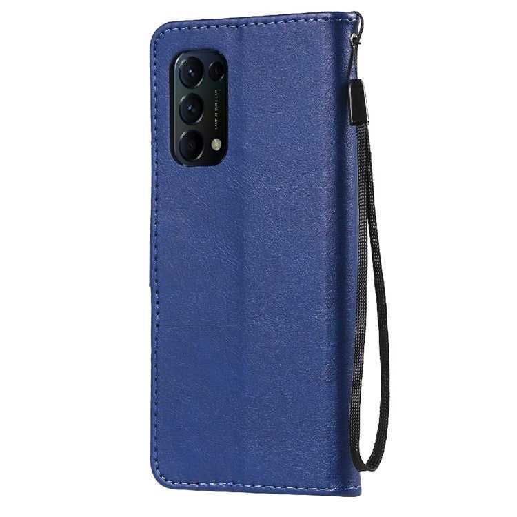 Shock-Absorbed KT Leather Series-2 Wallet Design Leather Stand Phone Casing with Handy Strap for Oppo Reno5 4G/Reno5 5G/Reno5 K/Find X3 Lite - Blue