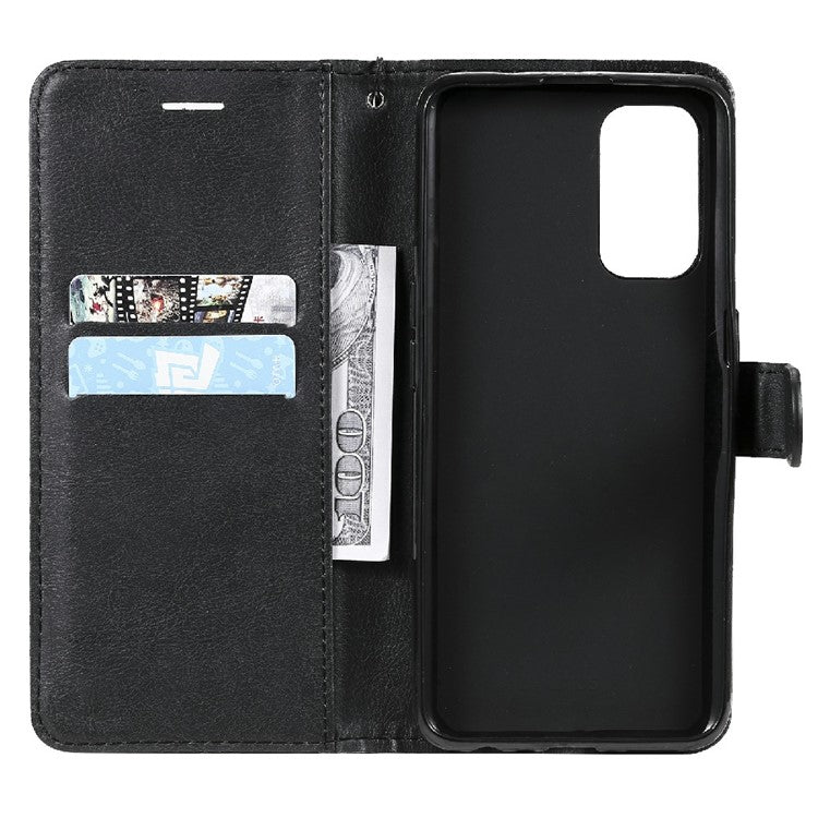 Shock-Absorbed KT Leather Series-2 Wallet Design Leather Stand Phone Casing with Handy Strap for Oppo Reno5 4G/Reno5 5G/Reno5 K/Find X3 Lite - Black