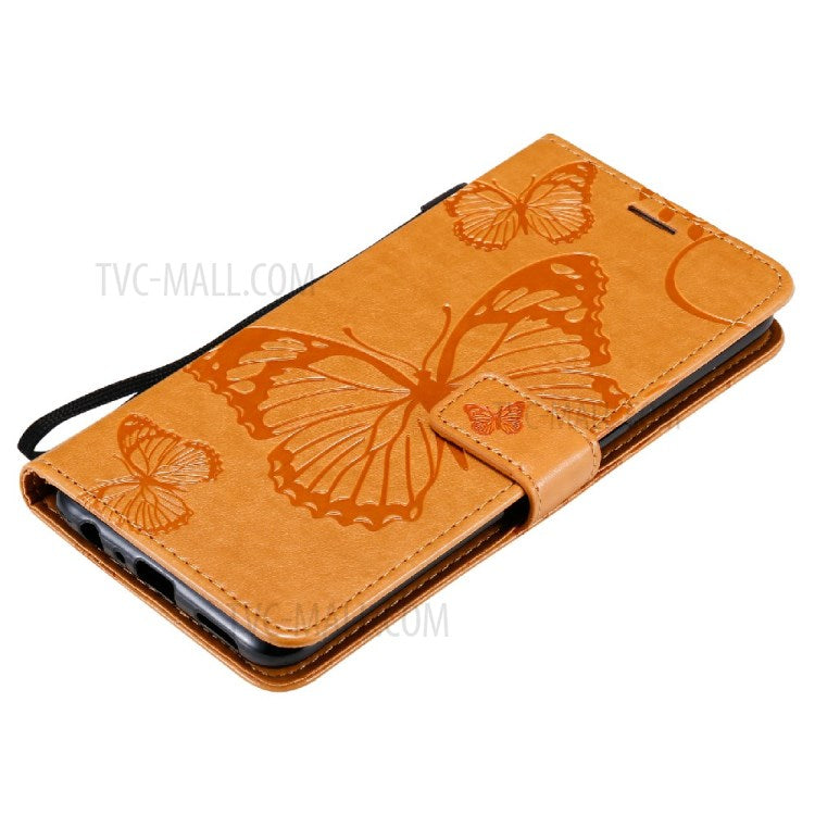 KT Imprinting Flower Series-2 Butterfly Pattern Imprinting Protective Shockproof Magnetic Clasp Wallet Leather Phone Cover Case with Stand for Oppo Reno5 4G/5G/Reno5 K/Find X3 Lite - Yellow