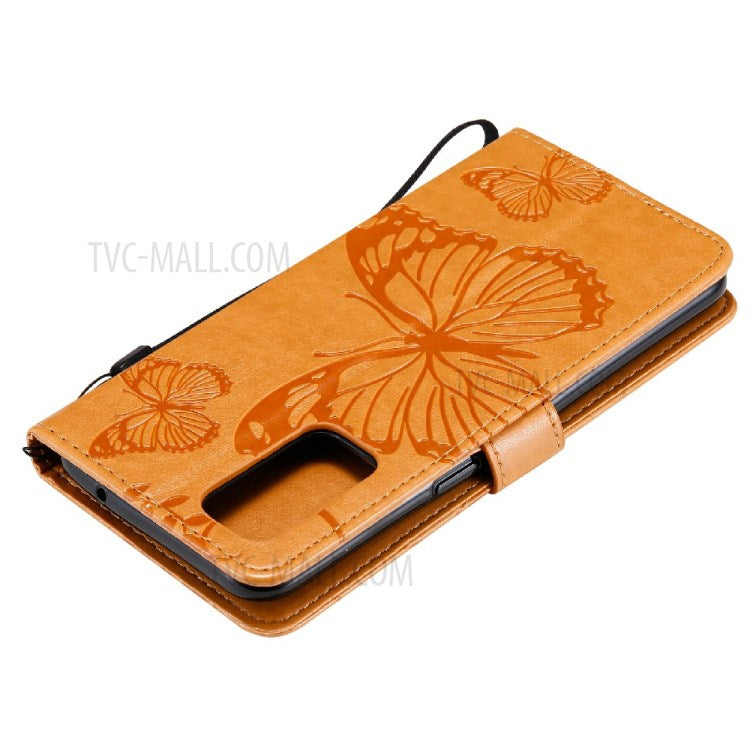 KT Imprinting Flower Series-2 Butterfly Pattern Imprinting Protective Shockproof Magnetic Clasp Wallet Leather Phone Cover Case with Stand for Oppo Reno5 4G/5G/Reno5 K/Find X3 Lite - Yellow