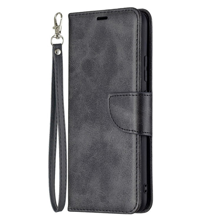 Magnetic Clasp Closure Stylish PU Leather Smartphone Wallet Stand Case [with Fingerprint Hole] for Realme C21/C20 - Black