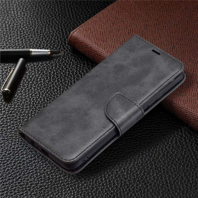 Magnetic Clasp Closure Stylish PU Leather Smartphone Wallet Stand Case [with Fingerprint Hole] for Realme C21/C20 - Black
