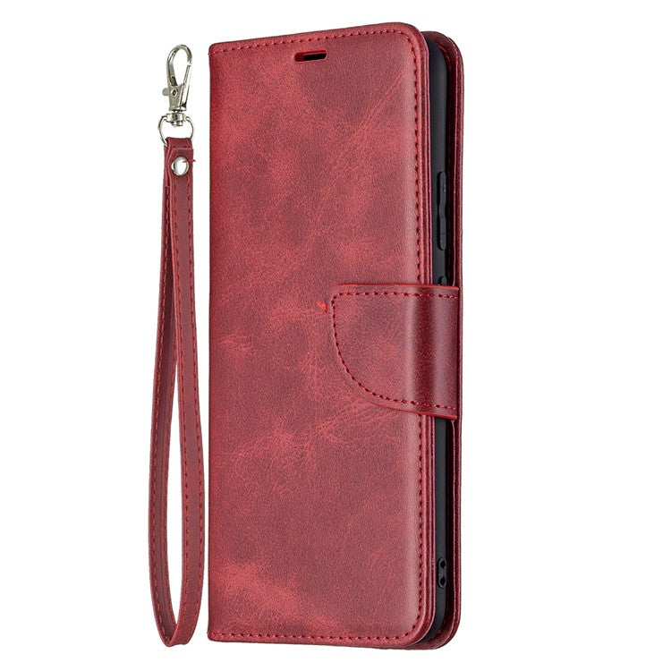 Magnetic Clasp Closure Stylish PU Leather Smartphone Wallet Stand Case [with Fingerprint Hole] for Realme C21/C20 - Red